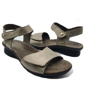 Mephisto Women sandals Shoes pewter metallic Leather adjustable straps  8.5.9 39